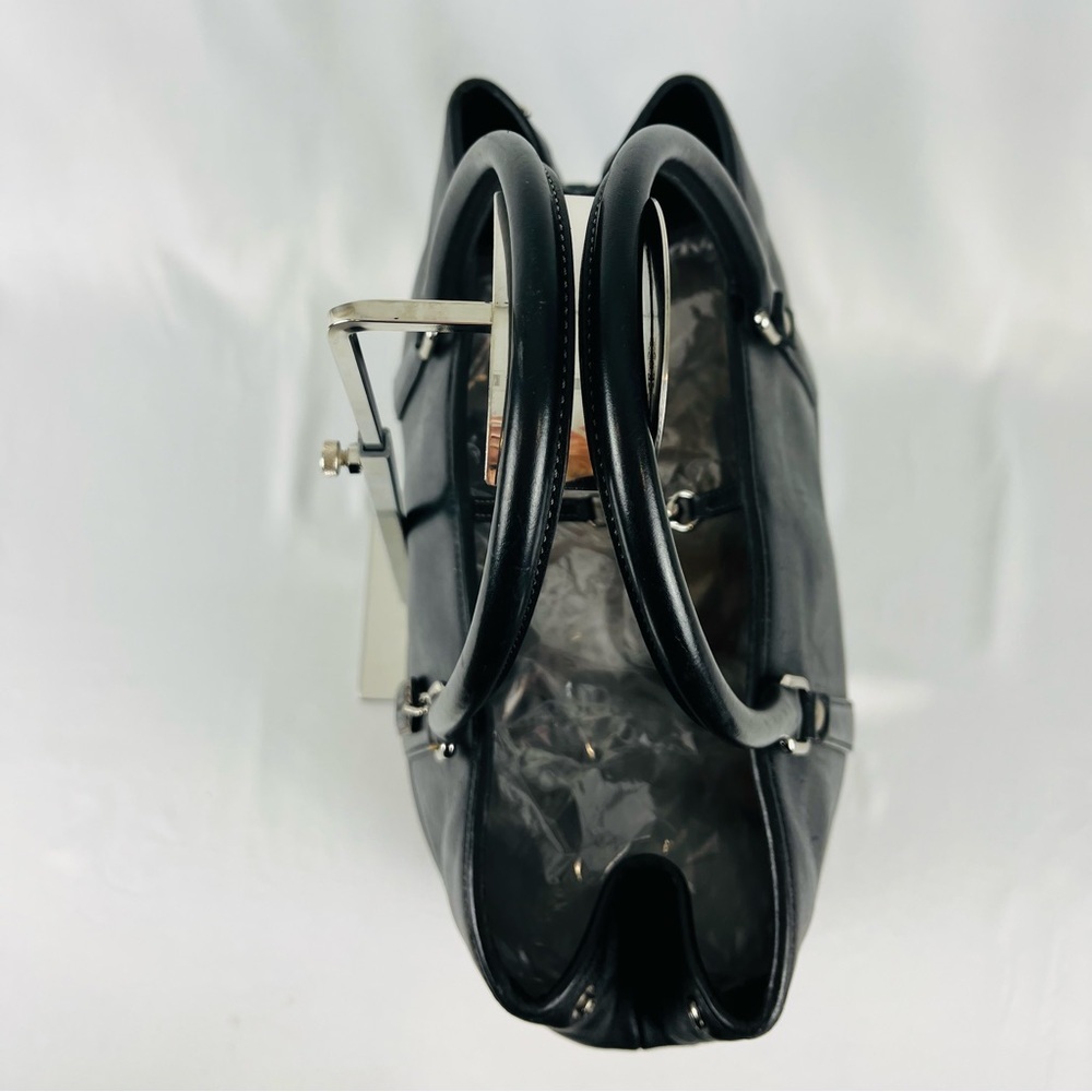 Coach Hamptons Classic Black Leather Hand Bag Tote D1J-7757 Lobster Clasp Close - Picture 6 of 15